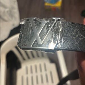 Louis Vuitton Black Belt with Silver Buckle